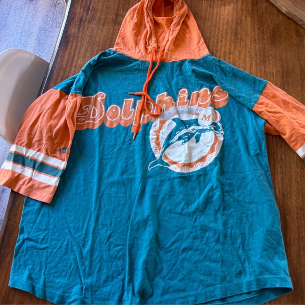 Dolphins Apex One Vintage Teal and Orange Hooded T-shirt